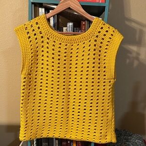 Golden Yellow Crochet Sleeveless Handmade Top